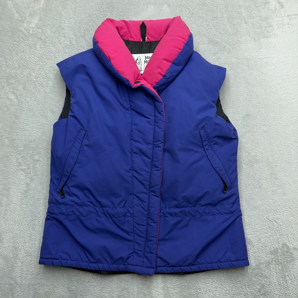 Marmot Mountain Works Puffer Vest Womens 8 Blue Pink Vintage Insulated Zip Up